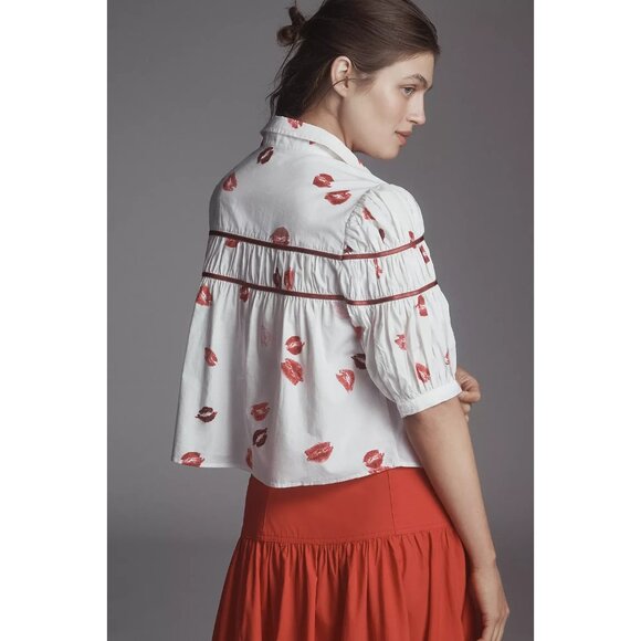 The Leandra Shirred Yoke Blouse by Maeve Lips Print XL - Picture 3 of 4